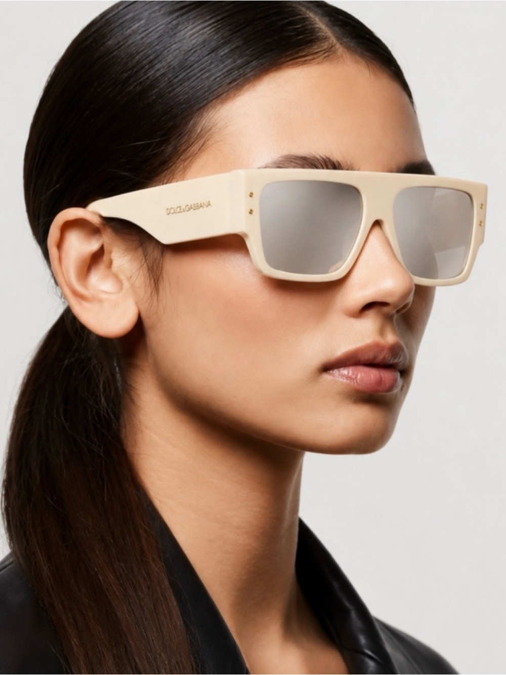 Dolce & Gabbana DG4459 Ivory Yellow Mirrored Square Sunglasses NEW